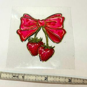 Pink Bow with Strawberries Sticker